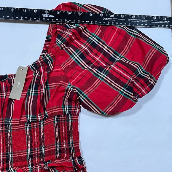 J. Crew NWT Christmas Plaid Midi Dress M Smocked Puff Sleeve Good Tidings $148 - Picture 13 of 17